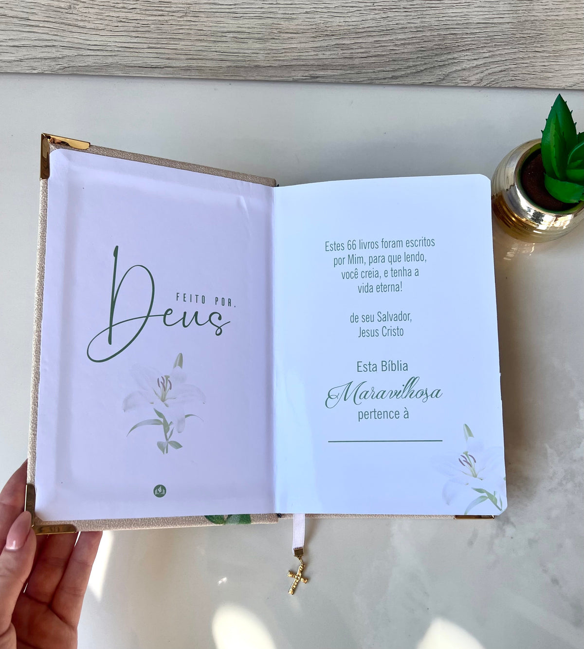 Bíblia Sagrada Lírio do campo em Linho