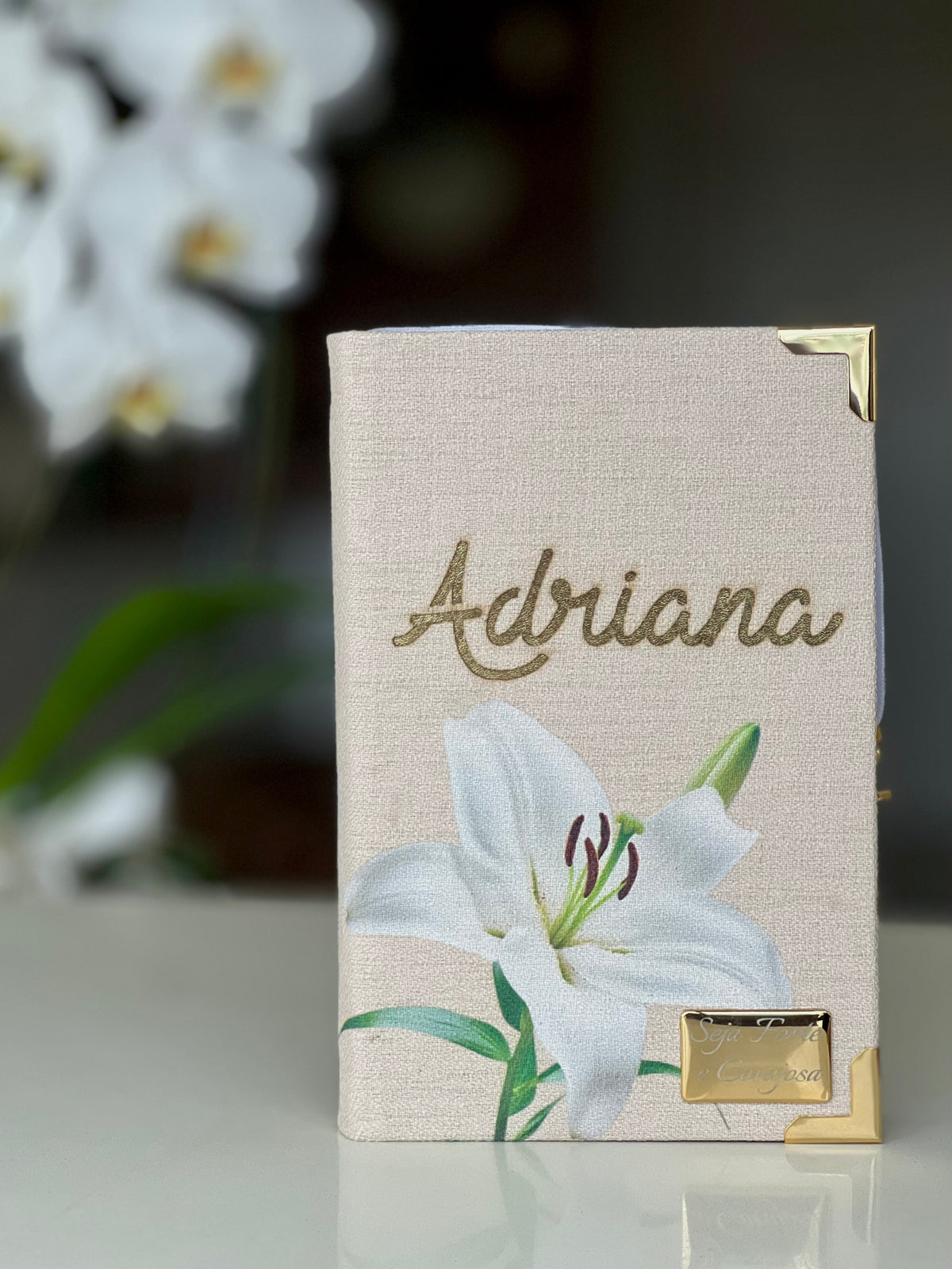 Bíblia Sagrada Lírio do campo em Linho