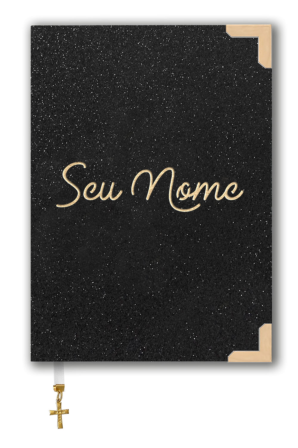 Bíblia Glitter Mar Negro com Nome Personalizado